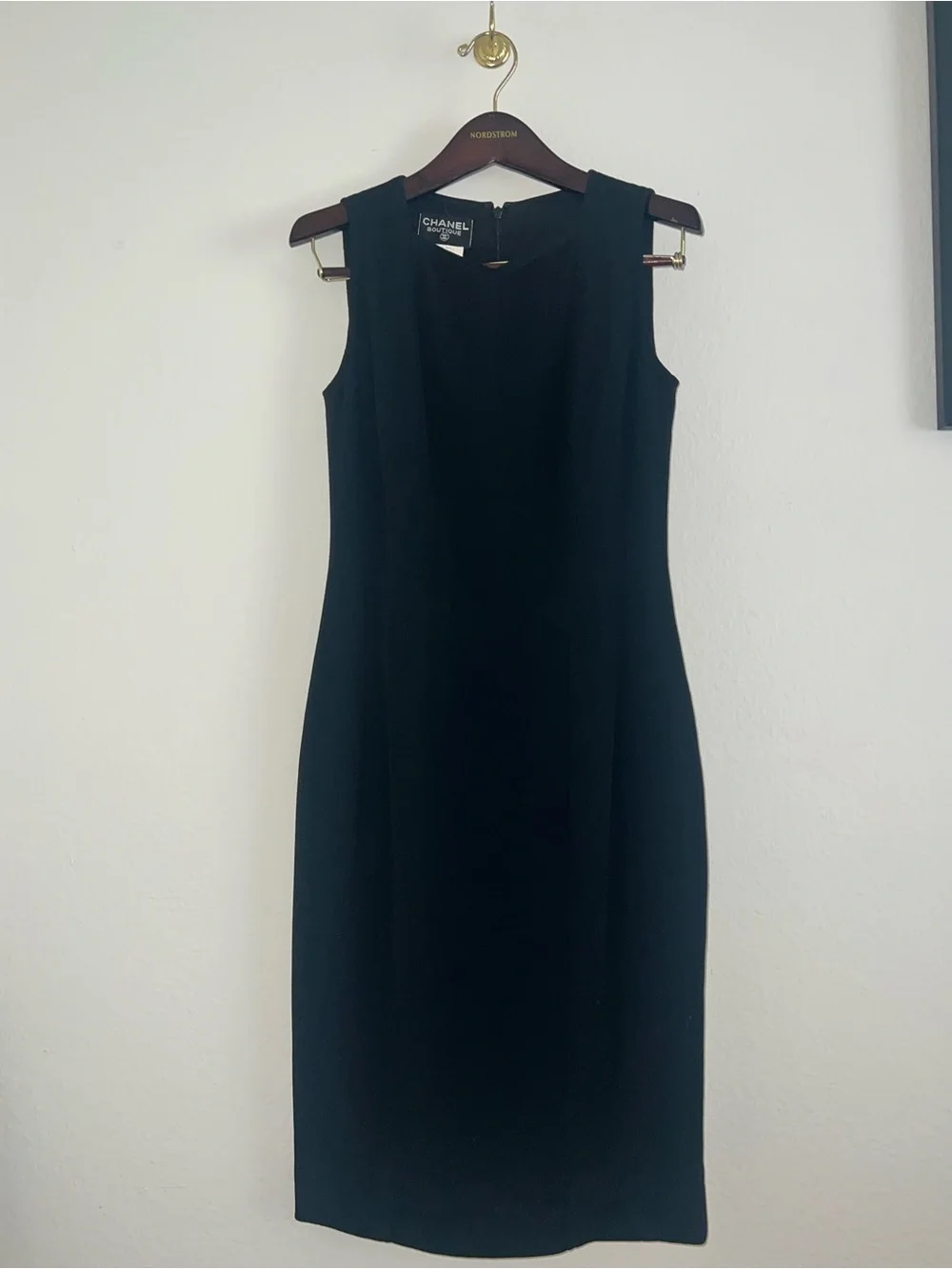 Vintage Chanel Boutique Fall 1996 Black Wool Sheath Dress, FR 34